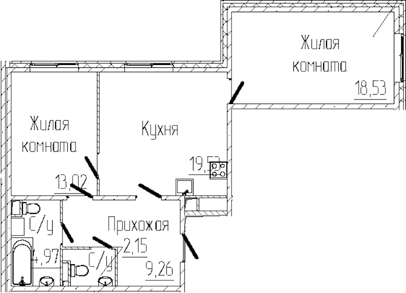 2-комнатная квартира 67.46 м², 2/8 эт., ЖК «SERTOLOVO PARK»